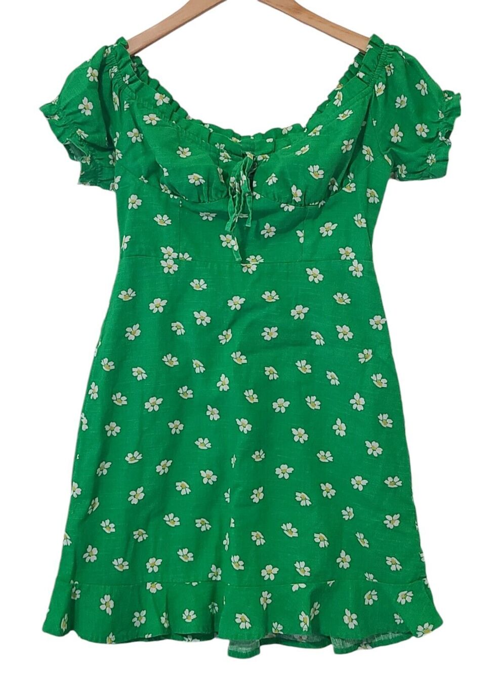 Women's URBAN OUTFITTERS Magpie Off the Shoulder Green Mini Dress Size Small